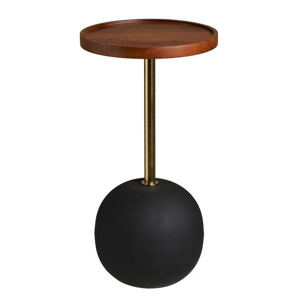 Bijzettafel Hachim massief mangohout/metaal - donker mangohout/zwart