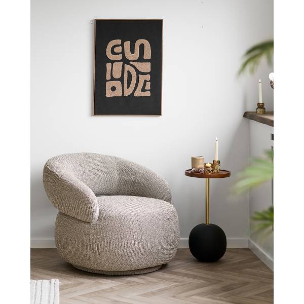 Bijzettafel Hachim massief mangohout/metaal - donker mangohout/zwart