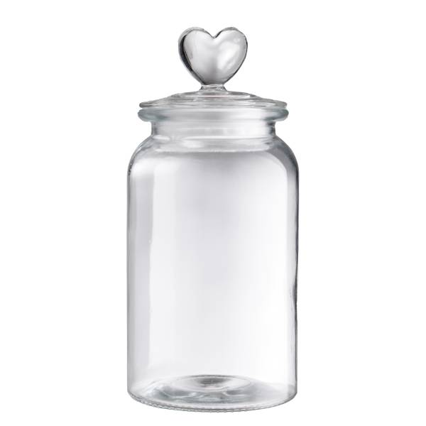 Voorraadpot SWEET HEART Hart transparant glas/silicone - transparant