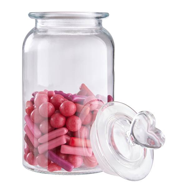 Voorraadpot SWEET HEART Hart transparant glas/silicone - transparant