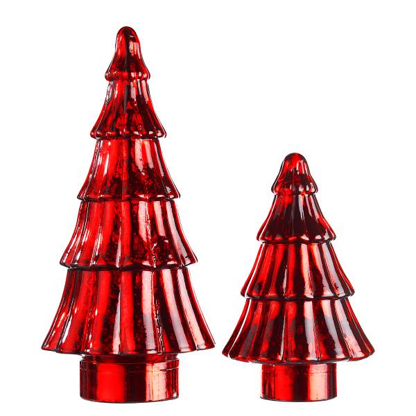 Albero di Natale X-MAS Vetro colorato - Rosso - Altezza: 23 cm