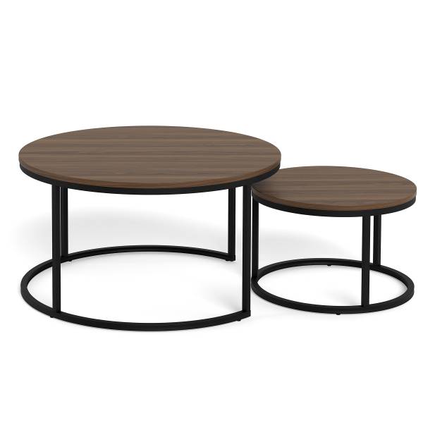 Set di 2 tavolini SENEZ B Simil noce