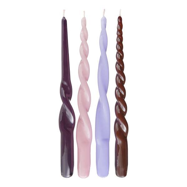 Set di 4 candele TWISTED Paraffina - Lilla / Marrone / Beige
