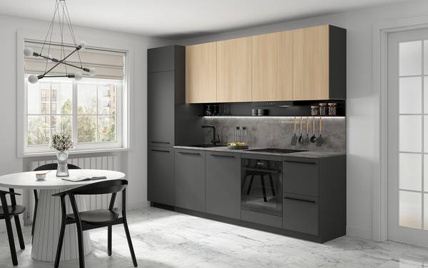 Cucina ARCOO 280 cm Effetto quercia chiara / Grafite