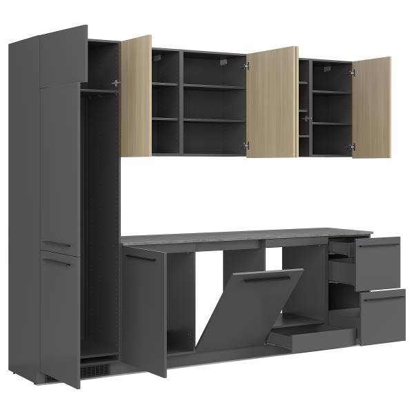 Cucina ARCOO 280 cm Effetto quercia chiara / Grafite