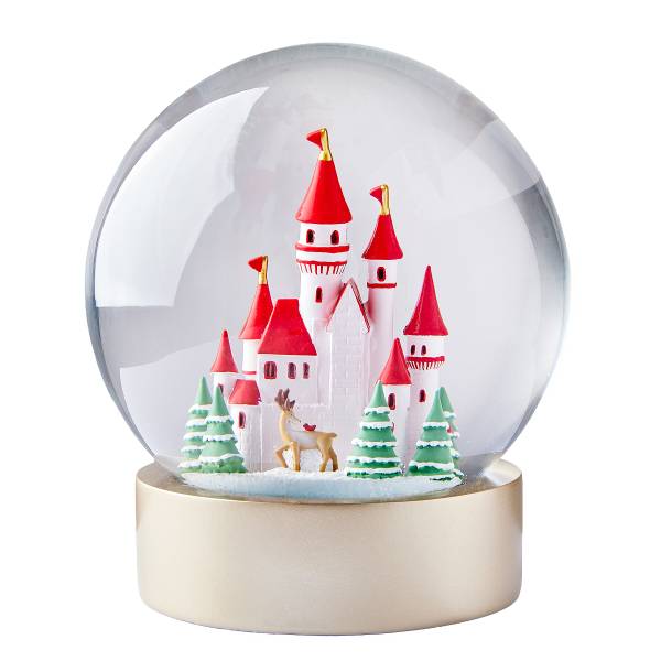XL Schneekugel CASTLE Schloss Klarglas/Polyresin/Wasser - Transparent