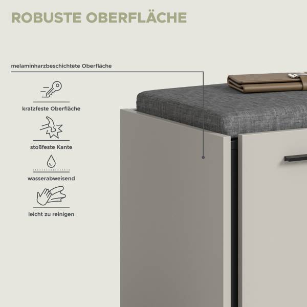Garderobenbank Emil mit Sitzkissen Flachgewebe - Kaschmir / Schwarz