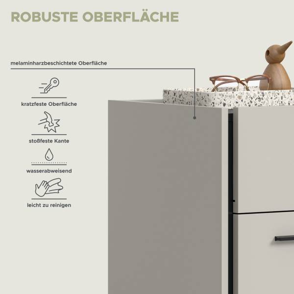 Garderobenset Emil 3-teilig - Kommode Kaschmir / Schwarz