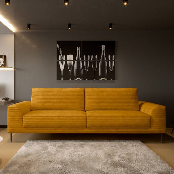 Divano letto Qalona Velluto a coste Poppy: giallo senape