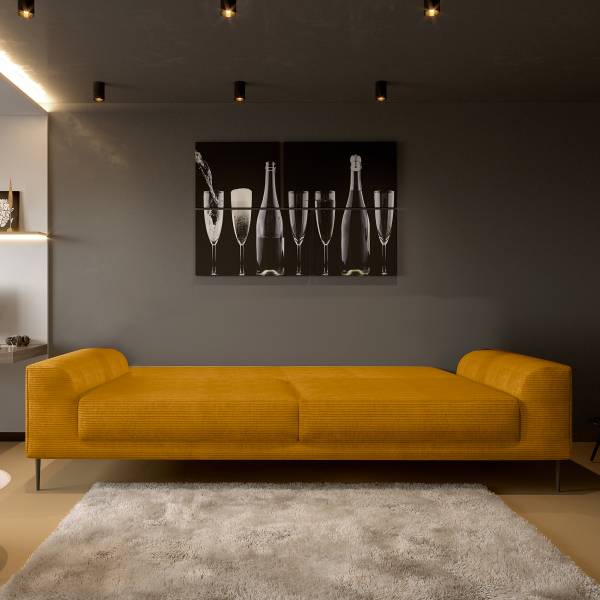 Divano letto Qalona Velluto a coste Poppy: giallo senape