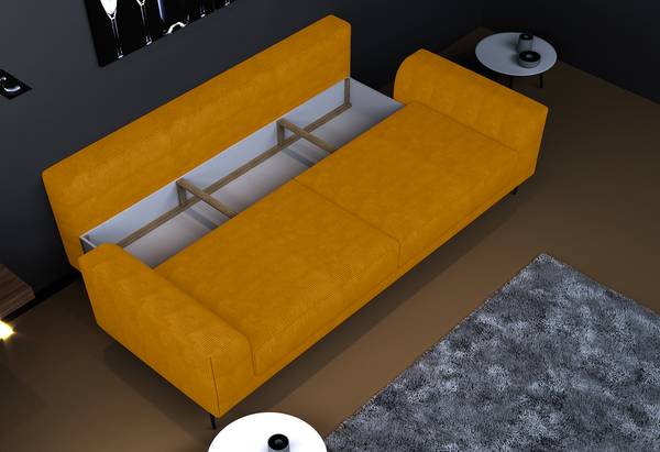 Divano letto Qalona Velluto a coste Poppy: giallo senape