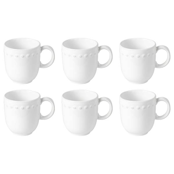 Becher Pearl 6er-Set Keramik - Weiß