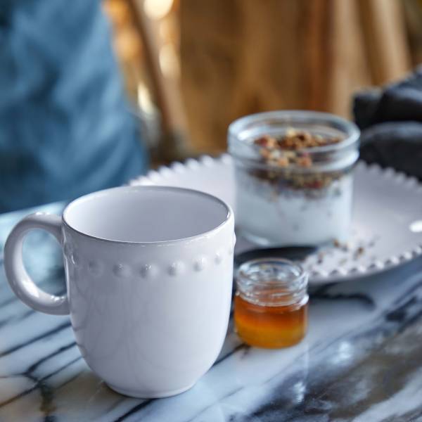 Becher Pearl 6er-Set Keramik - Weiß