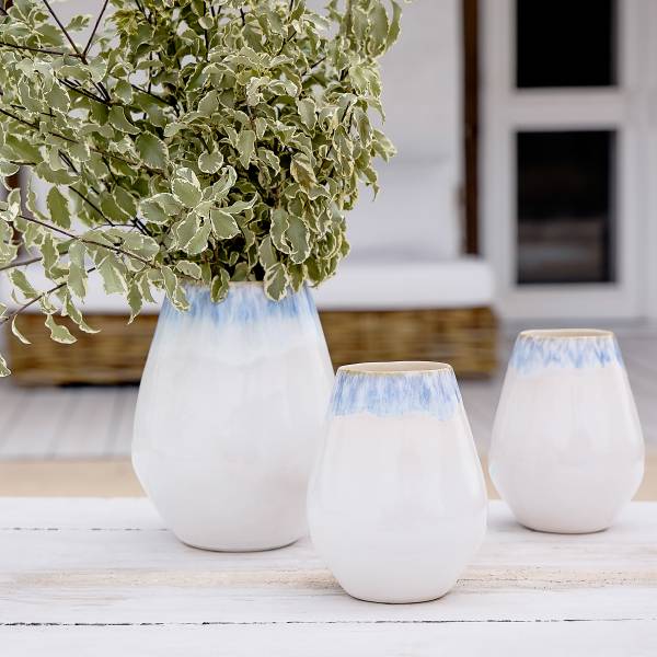 Vase Brisa Typ B Keramik - Weiß / Blau