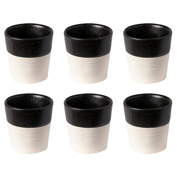 Becher Nótos Typ A 6er-Set Keramik - Weiß / Schwarz