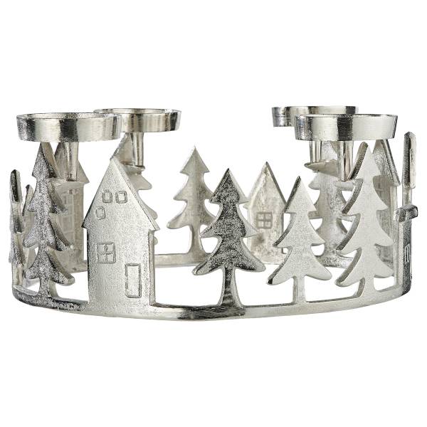 Adventskranz ADVENT Häuser Aluminium - Silber