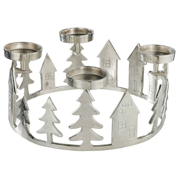 Adventskranz ADVENT Häuser Aluminium - Silber