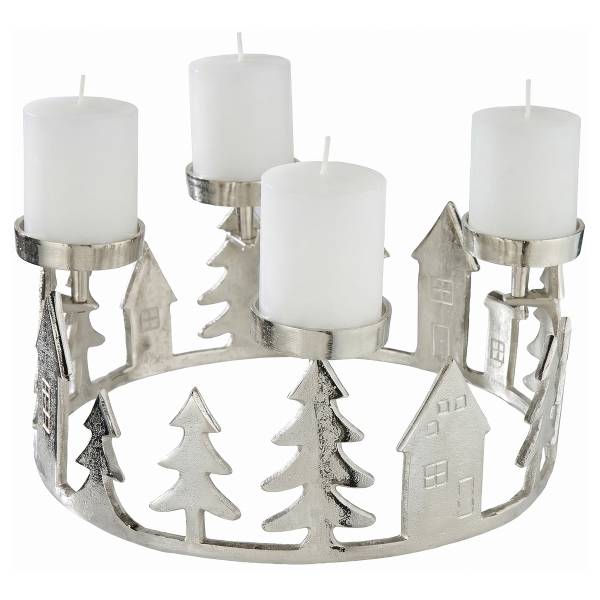 Adventskranz ADVENT Häuser Aluminium - Silber