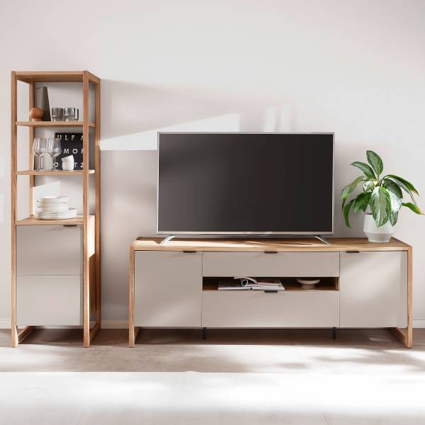 Woonkamercombinatie Ambaho 2-delig basaltkleurig/Evoke eikenlook - zandgrijs - Breedte: 250 cm