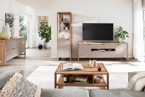 Woonkamercombinatie Ambaho 2-delig basaltkleurig/Evoke eikenlook - zandgrijs - Breedte: 250 cm