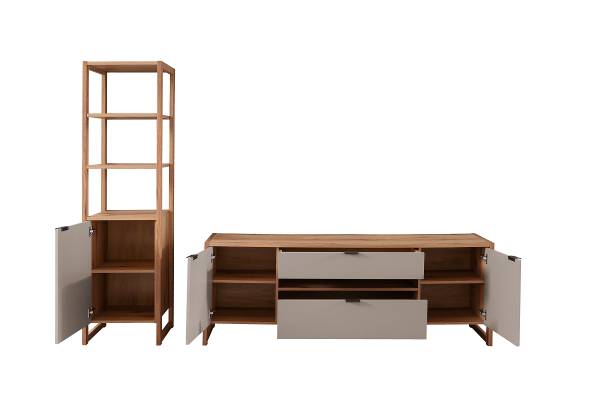 Woonkamercombinatie Ambaho 2-delig basaltkleurig/Evoke eikenlook - zandgrijs - Breedte: 250 cm