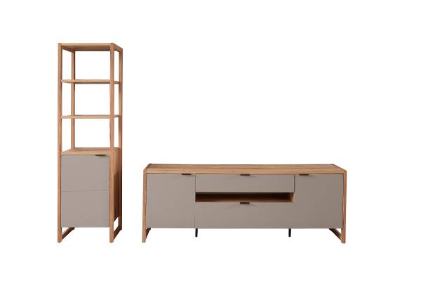 Woonkamercombinatie Ambaho 2-delig basaltkleurig/Evoke eikenlook - zandgrijs - Breedte: 250 cm