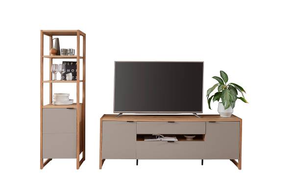 Woonkamercombinatie Ambaho 2-delig basaltkleurig/Evoke eikenlook - zandgrijs - Breedte: 250 cm