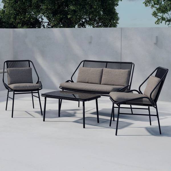 Set di 4 mobili da giardino Luesi Acciaio / vetro - Nero