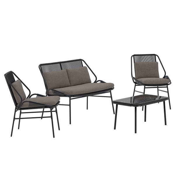 Set di 4 mobili da giardino Luesi Acciaio / vetro - Nero