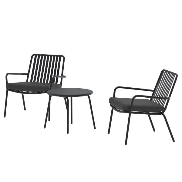 Loungeset Boale 3-tlg Stahl - Schwarz