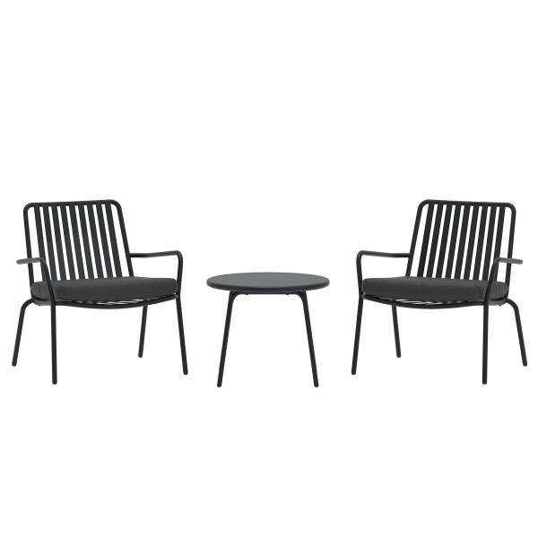 Loungeset Boale 3-tlg Stahl - Schwarz