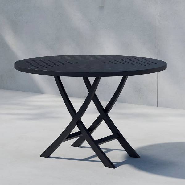Tavolo da giardino rotondo Raza Legno massello di teak - Nero