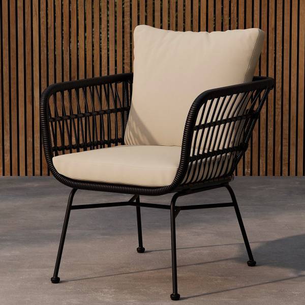 Poltrona lounge Medes Rattan sintetico / Tessuto