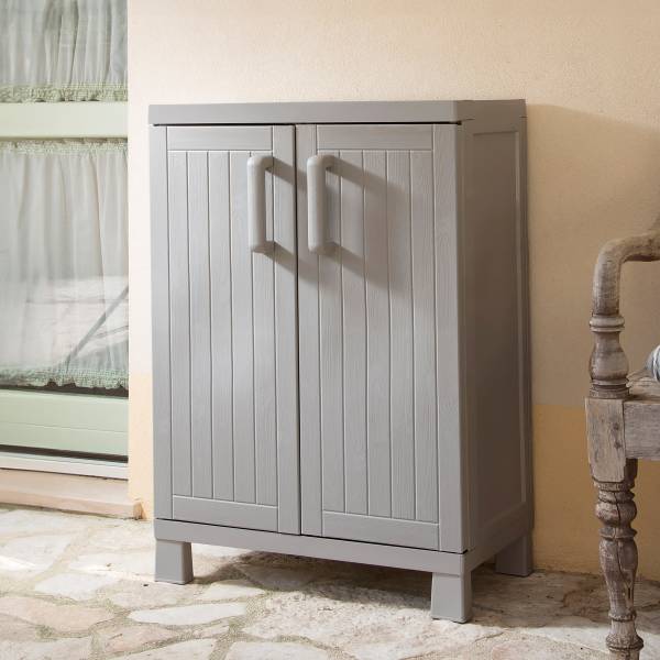 Armoire de jardin Wood Midi Gris - Hauteur : 93 cm