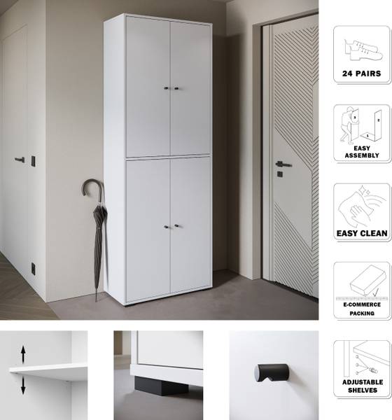 Armoire à chaussures Bredlow Blanc brillant - Largeur : 70 cm
