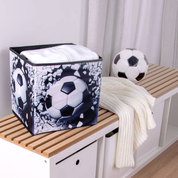 Faltbare Aufbewahrungsbox Fußball Schwarz / Weiß
