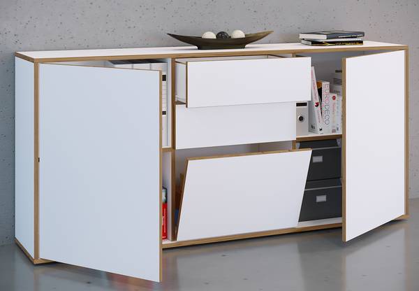 Dressoir Salia wit/eikenhouten look