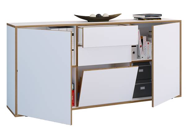 Dressoir Salia wit/eikenhouten look