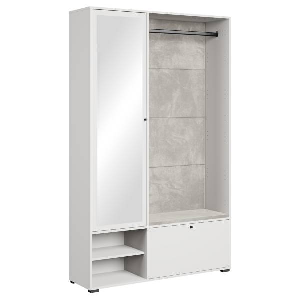 Kompaktgarderobe Bredlow Typ B Hochglanz Weiß