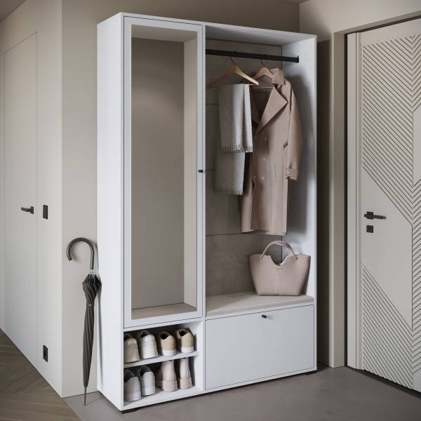 Kompaktgarderobe Bredlow Typ B Hochglanz Weiß