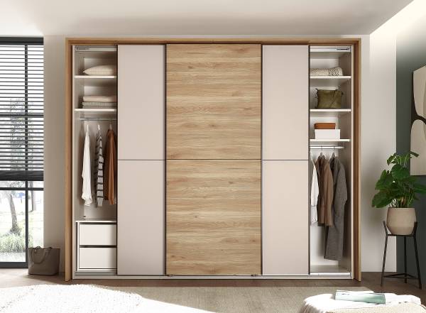 Schwebetürenschrank Hooday Kaschmir / Eiche Mauvella Dekor