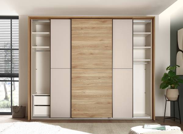 Schwebetürenschrank Hooday Kaschmir / Eiche Mauvella Dekor