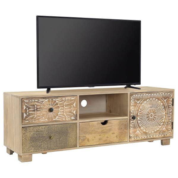 Mobile TV in legno massello Uyila Legno di mango chiaro