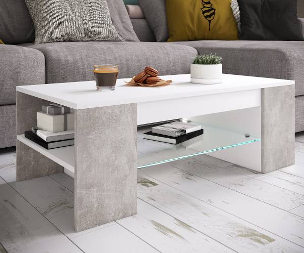 Salontafel Tunas wit/betonnen look
