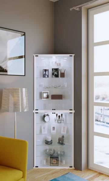 Eckvitrine Vecko Weiß