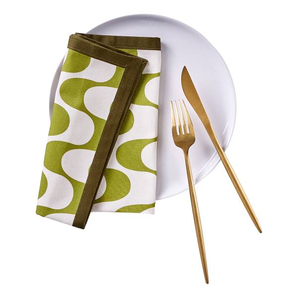 Serviette WAVY Baumwolle - Beige/Grün
