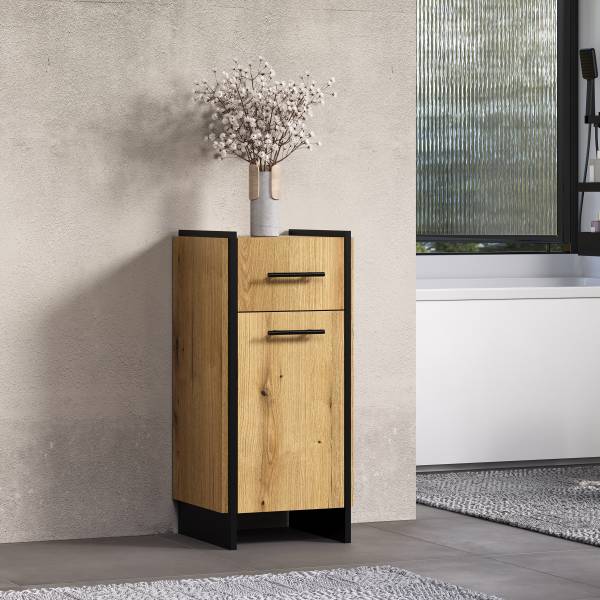 Meuble de rangement Safiya Evoke décor chêne / noir