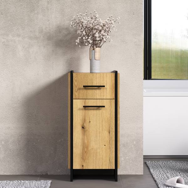 Meuble de rangement Safiya Evoke décor chêne / noir