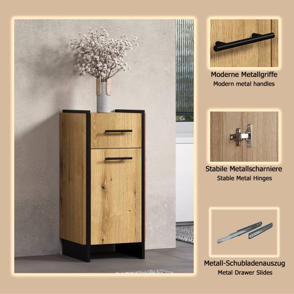 Meuble de rangement Safiya Evoke décor chêne / noir
