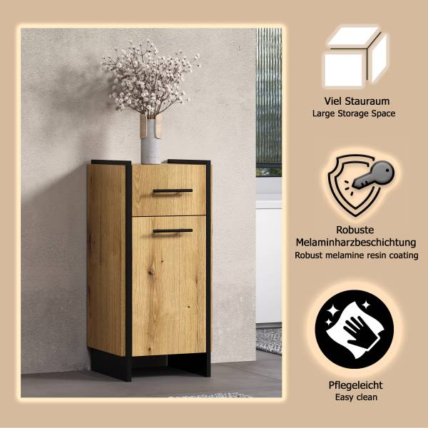 Meuble de rangement Safiya Evoke décor chêne / noir